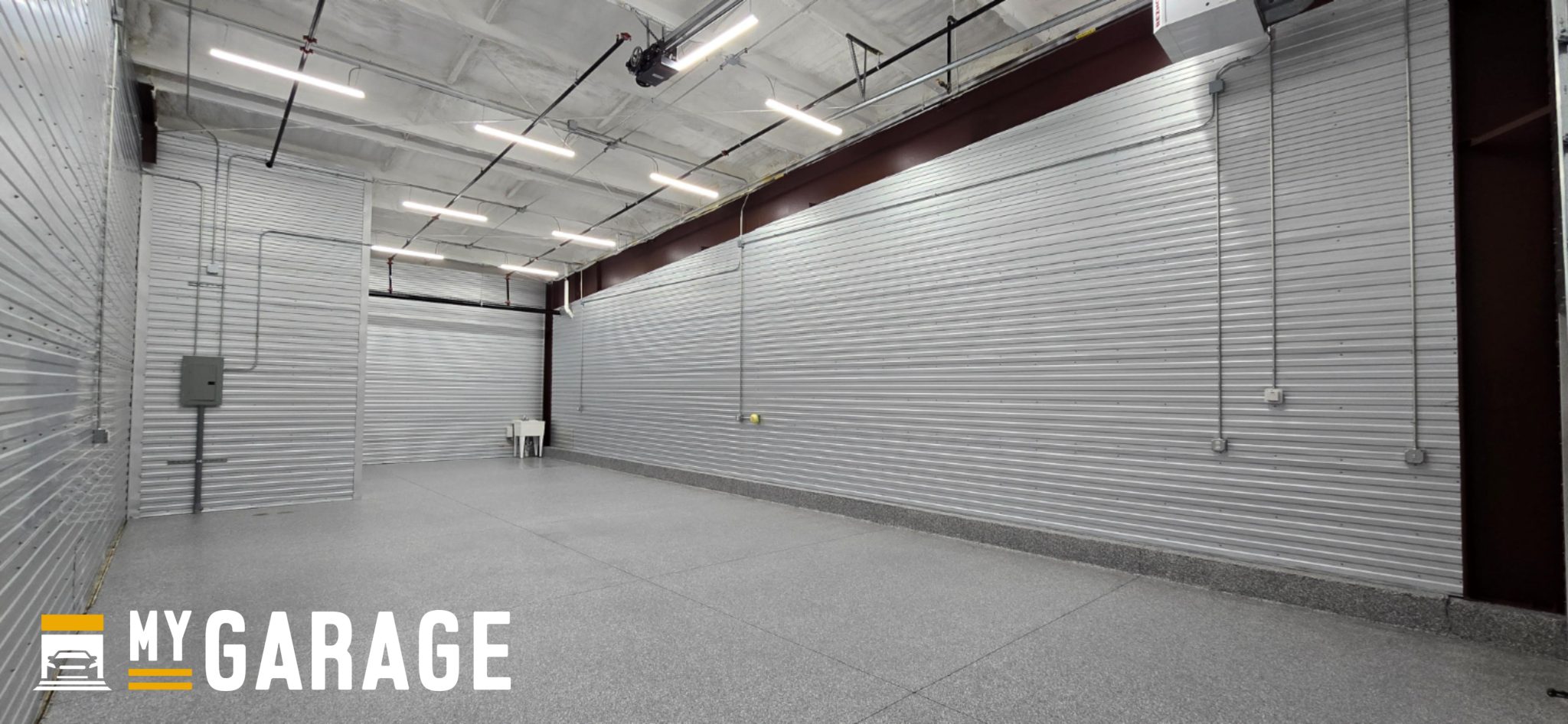 Interior view of a MyGarage Northcrest garage condo unit